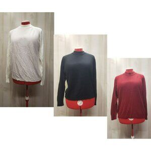3 Vintage High Neck Sweaters, Red White Black, Sz XL 42, Designer Originals